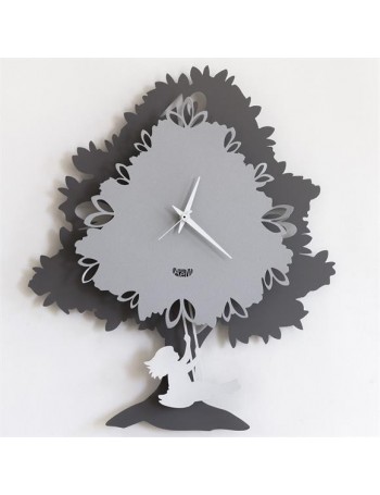 ARTI e MESTIERI: Orologio a pendolo da parete albero ardesia alluminio 33x40cm in offerta