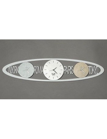 ARTI e MESTIERI: Orologio da parete moderno fuso orario bianco 83x20cm in offerta