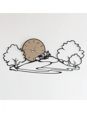 ARTI e MESTIERI: Orologio da parete quadrato design paesaggio colore nero 98cm in offerta