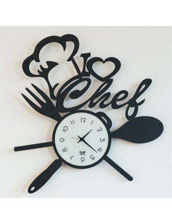 ARTI e MESTIERI: I love chef arti e mestieri orologio da parete nero da cucina 50cm in offerta