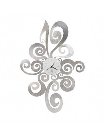 ARTI e MESTIERI: Noemi orologio a parete contemporaneo da salotto foglia argento in offerta