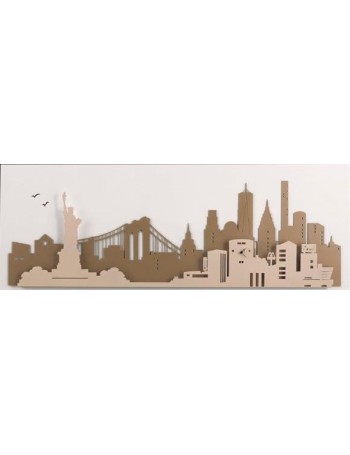 ARTI e MESTIERI: Citta new york orologio da parete quadrato grande beige nocciola 140cm in offerta