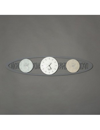 ARTI e MESTIERI: Orologio da parete moderno fuso orario colore ardesia 83x20cm in offerta