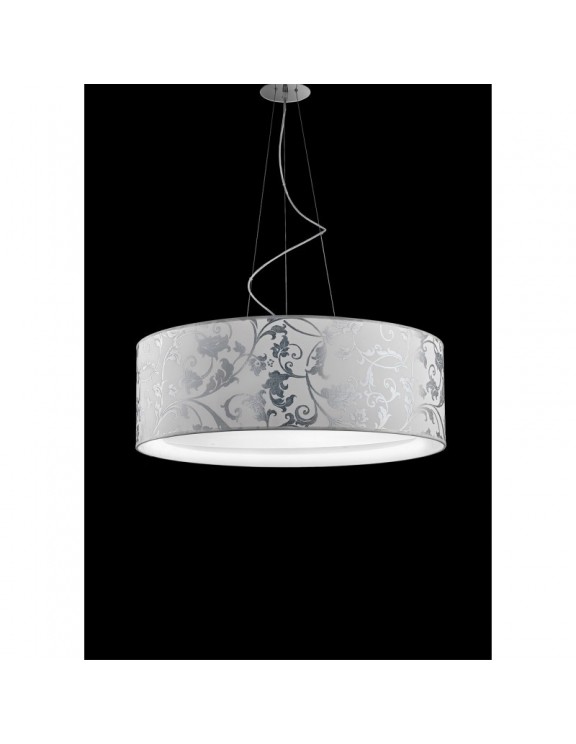 Fashion sospensione tessuto bianco arabescato argento 75cm Fashion sospensione tessuto bianco arabescato argento 75cm