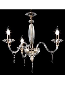 ONDALUCE: Fiamma lampadario 3 luci in vetro e cristallo in offerta