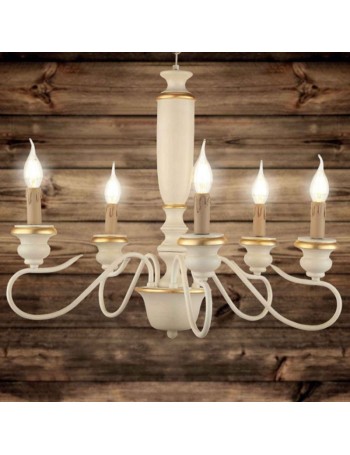ONDALUCE: Luisa lampadario 5 luci in legno avorio oro in offerta