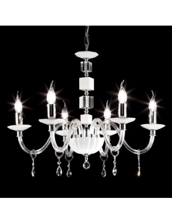 ONDALUCE: Llivia lampadario 6 luci in vetro e cristallo in offerta