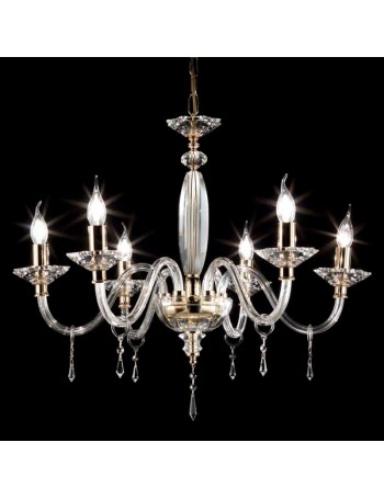 ONDALUCE: Fiamma lampadario 6 luci in vetro e cristallo in offerta