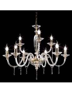 ONDALUCE: Lampadario 9 luci in vetro e cristallo fiamma in offerta