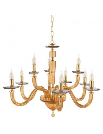 ONDALUCE: Salieri lampadario 9 luci in vetro ambra in offerta
