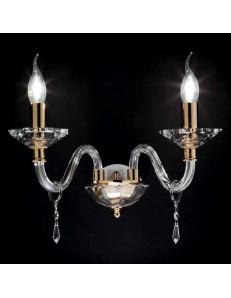 ONDALUCE: Fiamma applique 2 luci in vetro e cristallo in offerta
