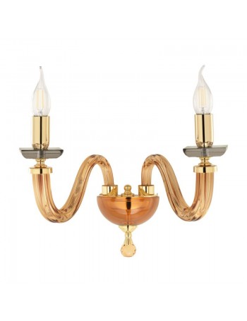 ONDALUCE: Salieri applique 2 luci in vetro ambra in offerta