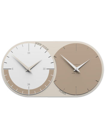 CALLEADESIGN: world clock Orologio da parete moderno 2 fusi orari caffelatte bianco in offerta