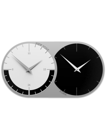 CALLEADESIGN: world clock Orologio da parete moderno 2 fusi orari nero bianco in offerta