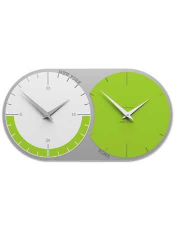 CALLEADESIGN: world clock Orologio da parete moderno 2 fusi orari verde mela bianco in offerta