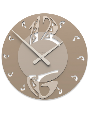 CALLEADESIGN: Orologio da parete in legno intagliato rotondo etnico moderno color caffelatte in