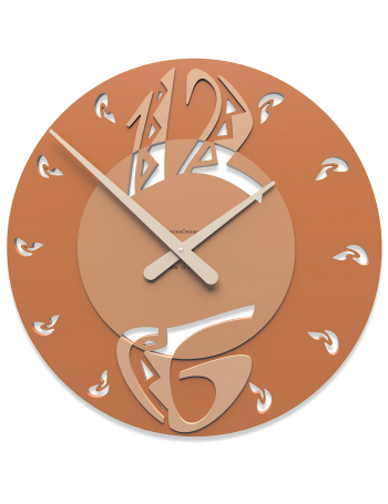 CALLEADESIGN: Orologio da parete in legno intagliato rotondo etnico moderno color terracotta in