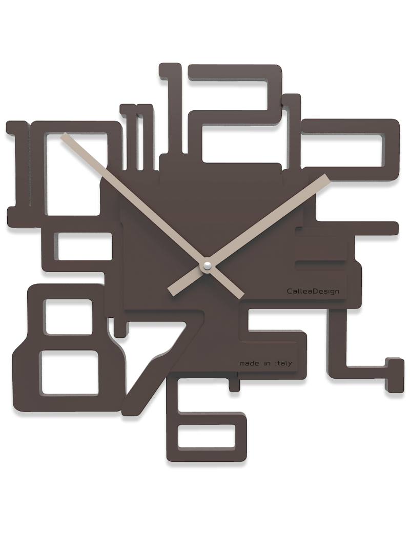 CALLEADESIGN: Kron orologio da parete in legno intagliato numeri rilievo moderno color cioccolato