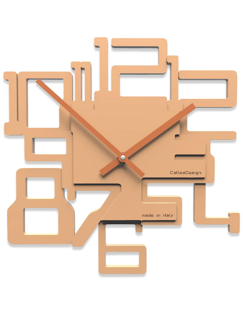 CALLEADESIGN: Kron orologio da parete in legno intagliato numeri rilievo color pesca chiaro in