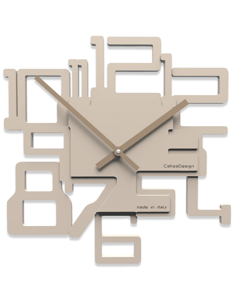 CALLEADESIGN: Kron orologio da parete in legno intagliato numeri rilievo moderno color sabbia in