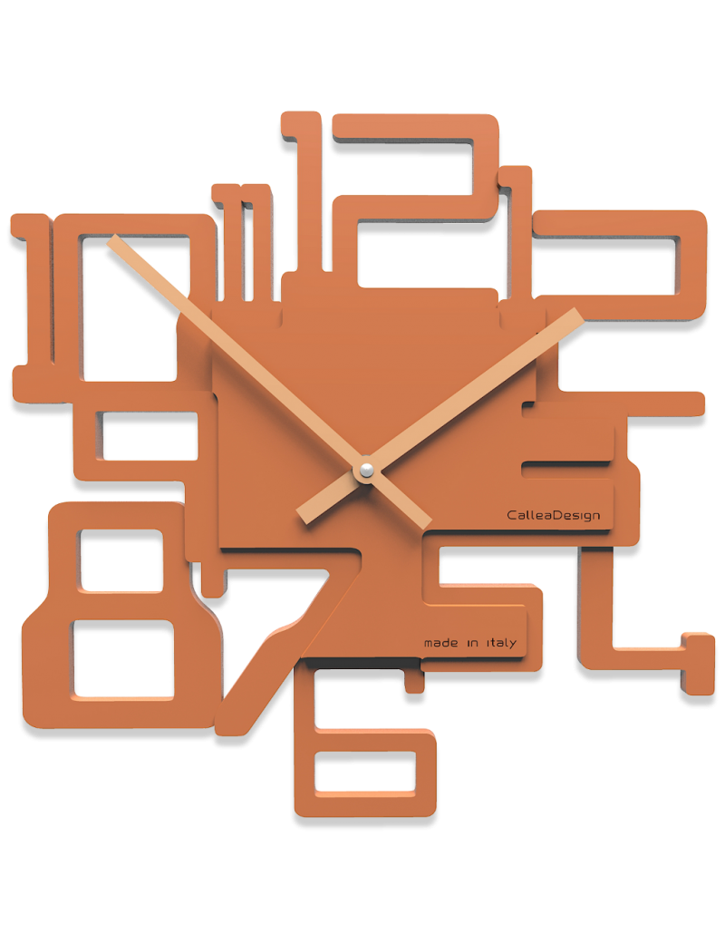 CALLEADESIGN: Kron orologio da parete in legno intagliato numeri rilievo color terracotta in offerta