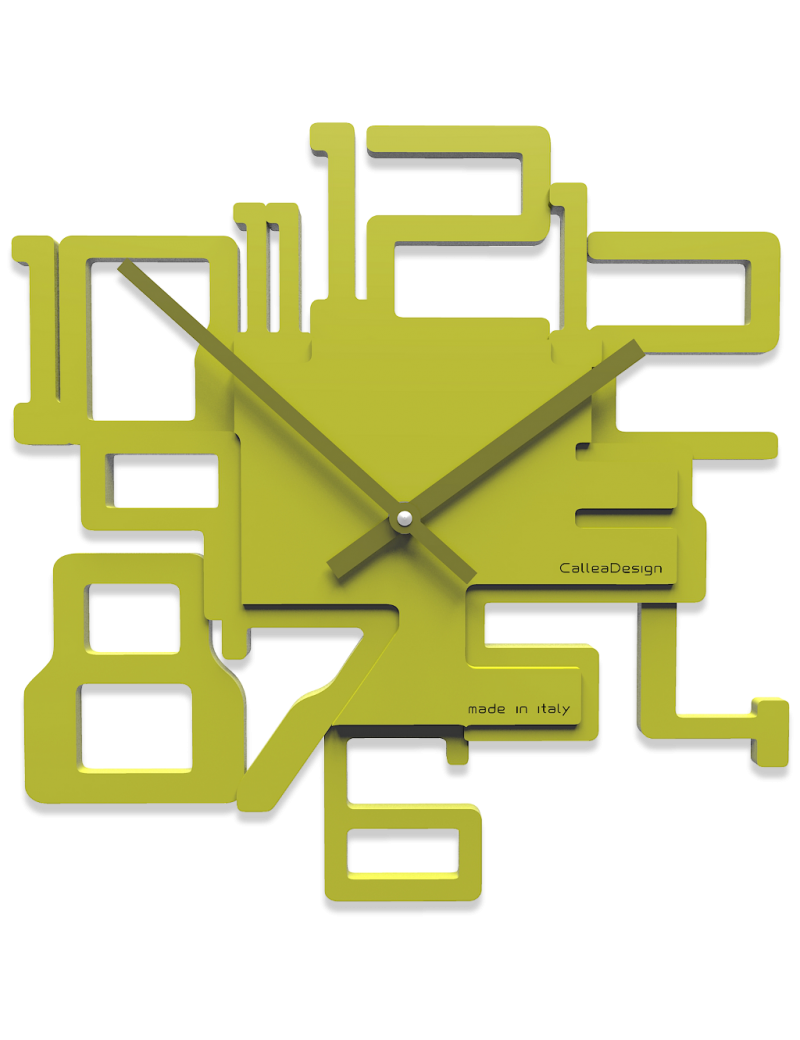 CALLEADESIGN: Kron orologio da parete in legno intagliato numeri rilievo color verde cedro in