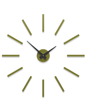 CALLEADESIGN: Orologio da parete numeri adesivi legno verde oliva 62cm in offerta