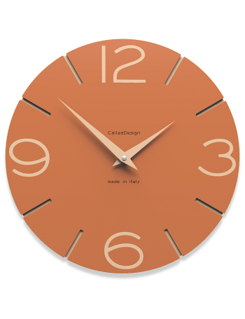 CALLEADESIGN: Orologio da muro in legno rotondo moderno color terracotta in offerta