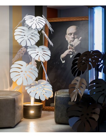 ARTI e MESTIERI: Monstera lampada da terra grande bianca design pianta in metallo in offerta