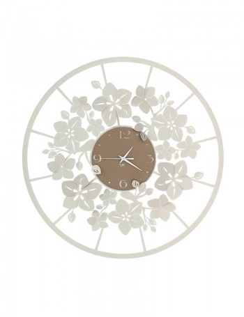 ARTI e MESTIERI: Orologio da parete design cornice di fior di loto avorio 60cm in offerta