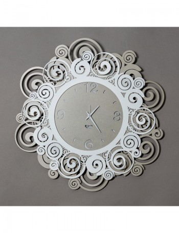 ARTI e MESTIERI: Orfeo orologio da parete design particolare bianco e sabbia 50cm in offerta