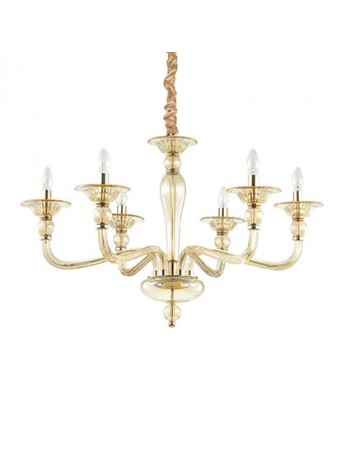 MR DESIGN: Lampadario contemporaneo 6 luci vetro soffiato ambra in offerta