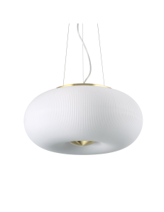 IDEAL LUX: Arizona sp3 sospensione moderna sfera bianca rigata decoro oro LED incluso 40cm in