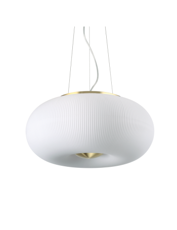 IDEAL LUX: Arizona sp3 sospensione moderna sfera bianca rigata decoro oro LED incluso 40cm in