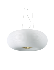 IDEAL LUX: Arizona sp5 sospensione moderna sfera bianca rigata decoro oro LED incluso in offerta