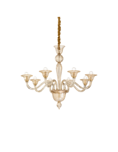 IDEAL LUX: Brigitta sp8 lampadario classico ambra 89cm camera da letto in offerta