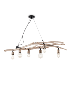 IDEAL LUX: Driftwood sp6 lampadario classico per sala da pranzo in legno naturale 60w in offerta