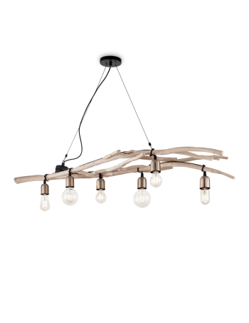 IDEAL LUX: Driftwood sp6 lampadario classico per sala da pranzo in legno naturale 60w in offerta