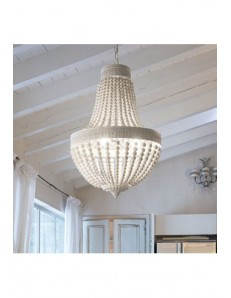 IDEAL LUX: Monet sp5 lampadario classico metallo legno bianco 40cm in offerta