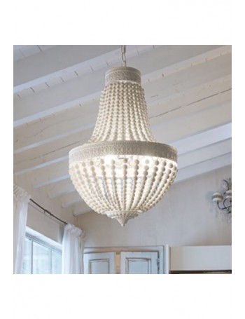 IDEAL LUX: Monet sp6 lampadario classico metallo legno bianco 50cm in offerta