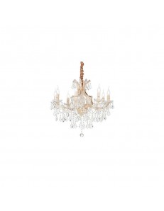 IDEAL LUX: Napoleon sp8 oro Lampadario 8 luci in vetro e cristallo in offerta