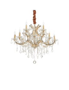 IDEAL LUX: Napoleon sp12 oro Lampadario 8 luci in vetro e cristallo in offerta