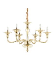 IDEAL LUX: Danieli sp6 lampadario 6 luci in vetro ambra in offerta