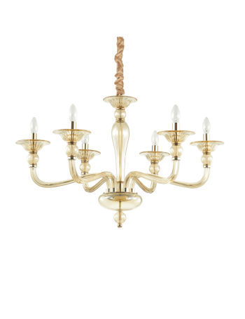 IDEAL LUX: Danieli sp6 lampadario 6 luci in vetro ambra in offerta