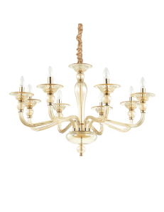 IDEAL LUX: Danieli sp8 lampadario 8 luci in vetro ambra in offerta