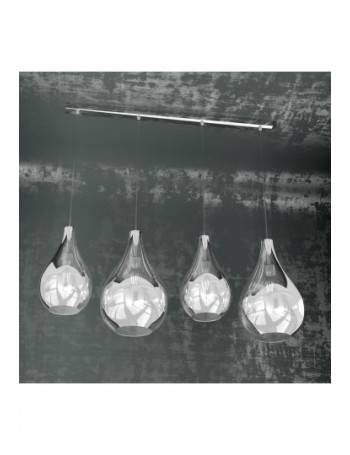 TOP LIGHT: Drop sospensione lineare 4 luci cromo 88cm in offerta