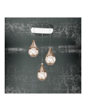 TOP LIGHT: Drop sospensione 3 luci tonda rame 44cm in offerta