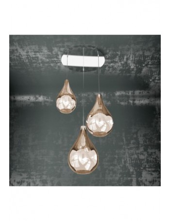 TOP LIGHT: Drop sospensione 3 luci mix tonda rame 50cm in offerta