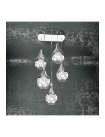TOP LIGHT: Drop sospensione tonda 5 luci cromo 48cm in offerta