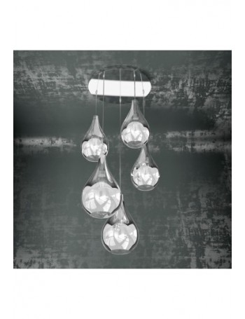 TOP LIGHT: Drop sospensione 5 luci soggiorno mix tonda cromo in offerta
